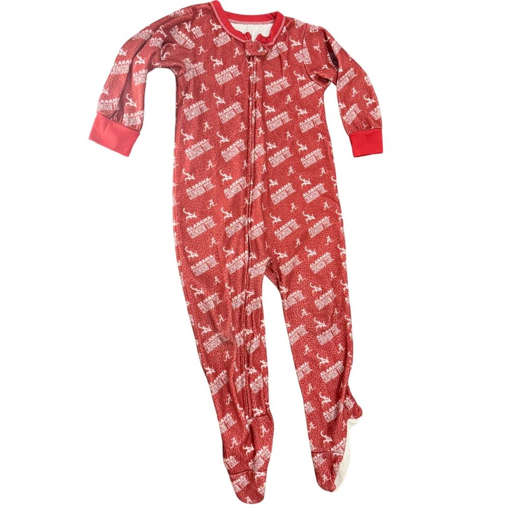 Kids VTG 3T Pro Edge Alabama Crimson Tide Football Footie Pajamas PJs Red